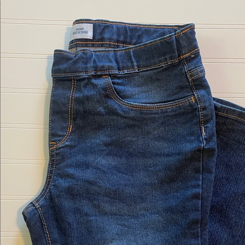 Old Navy Girls Dark Wash Blue Jeans Skinny Pull On Built-in Tough